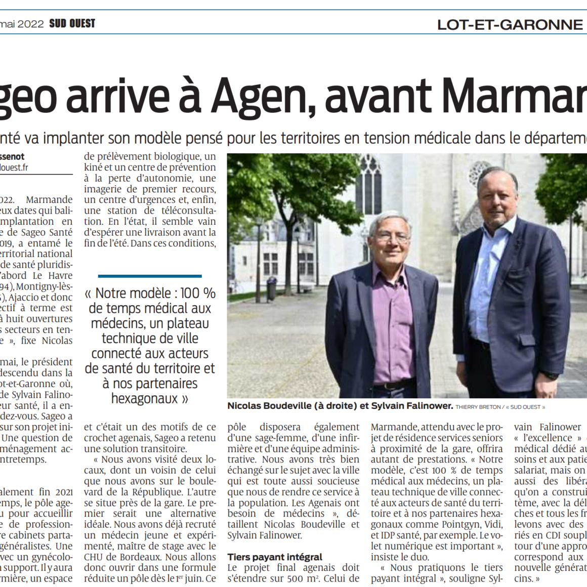 Lot-et-Garonne : Le pôle de santé Sagéo arrive en juin à Agen, en attendant Marmande